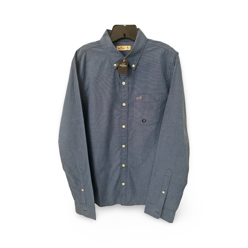 HOLLISTER MENS CASUAL BUTTON DOWN SHIRT BLUE NEW WITH TAGS MEDIUM WITH POCKET